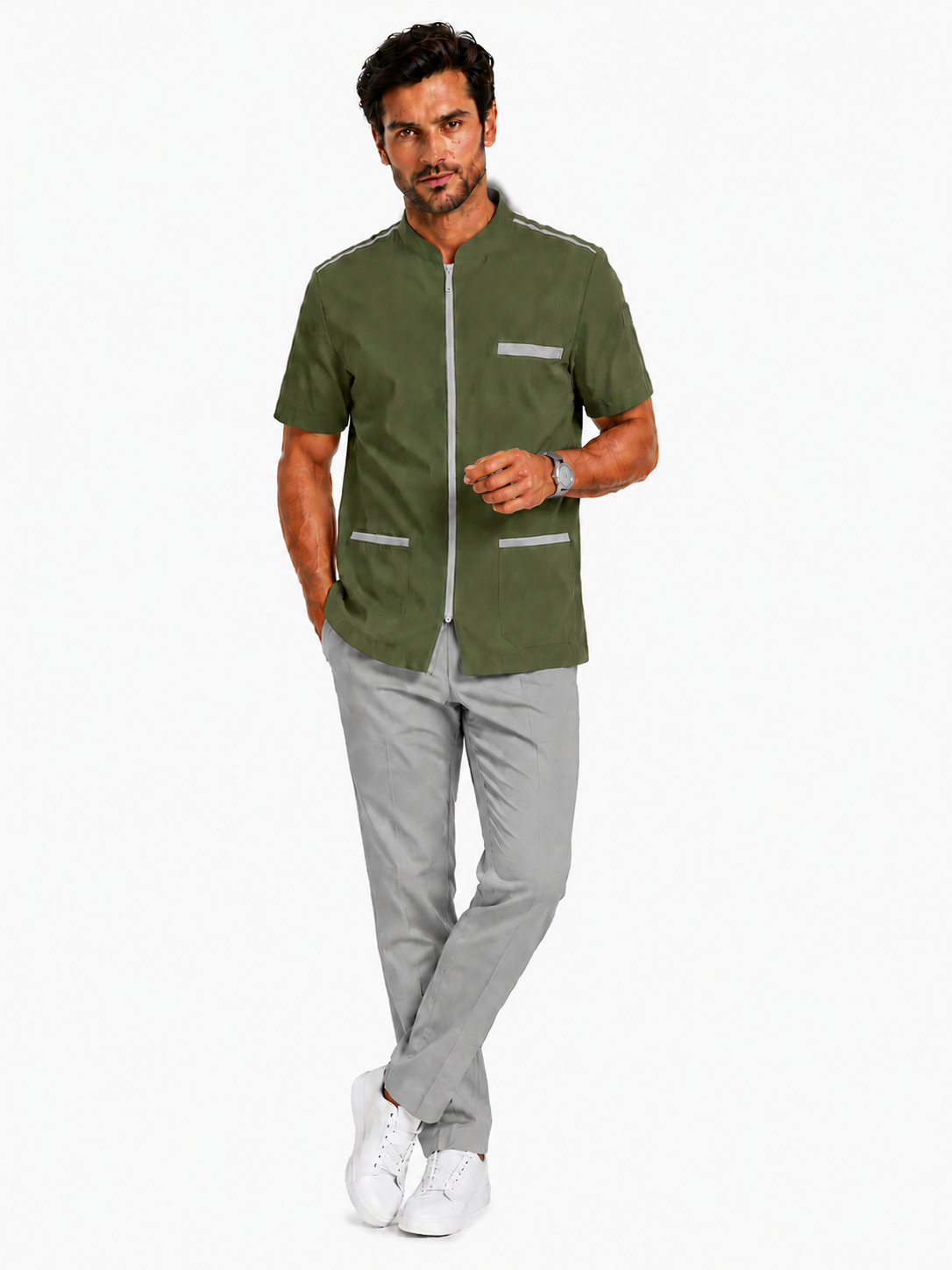 Blouse médicale homme avec fermeture zippée – 100% coton respirant