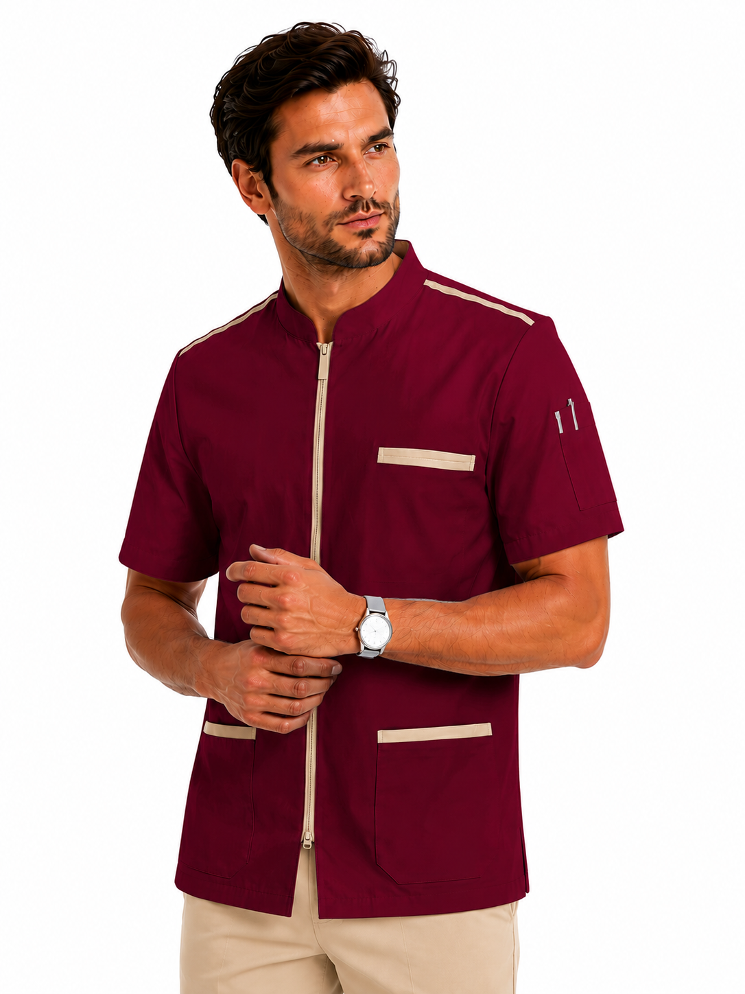 Blouse médicale homme avec fermeture zippée – 100% coton respirant