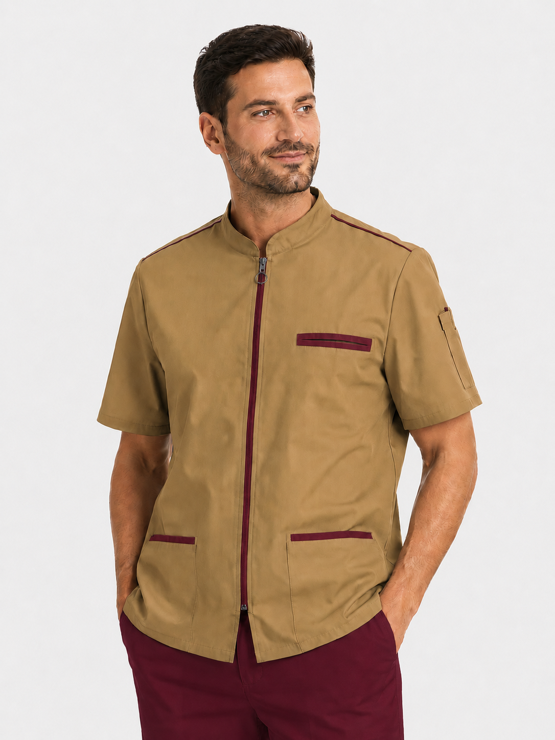 Blouse médicale homme avec fermeture zippée – 100% coton respirant