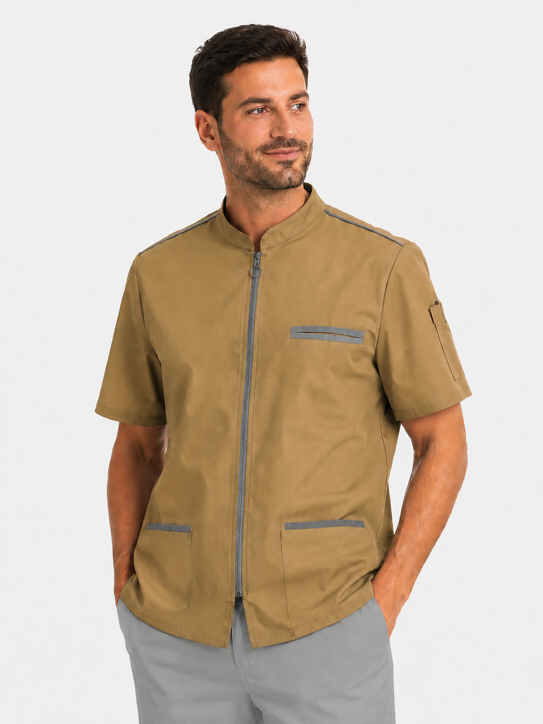Blouse médicale homme avec fermeture zippée – 100% coton respirant