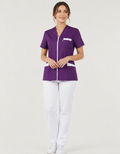 Blouse Médicale Femme en Couleurs à Fermeture Zippée – 100% Coton – Coupe Ajustée – Longueur 70-73 cm