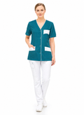 Women's customizable scrub top - V-neck - snap buttons