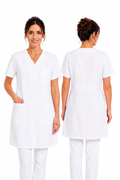 Blouse Médicale Femme Longue Blanche 100% Coton – 5 Poches  – 100 cm