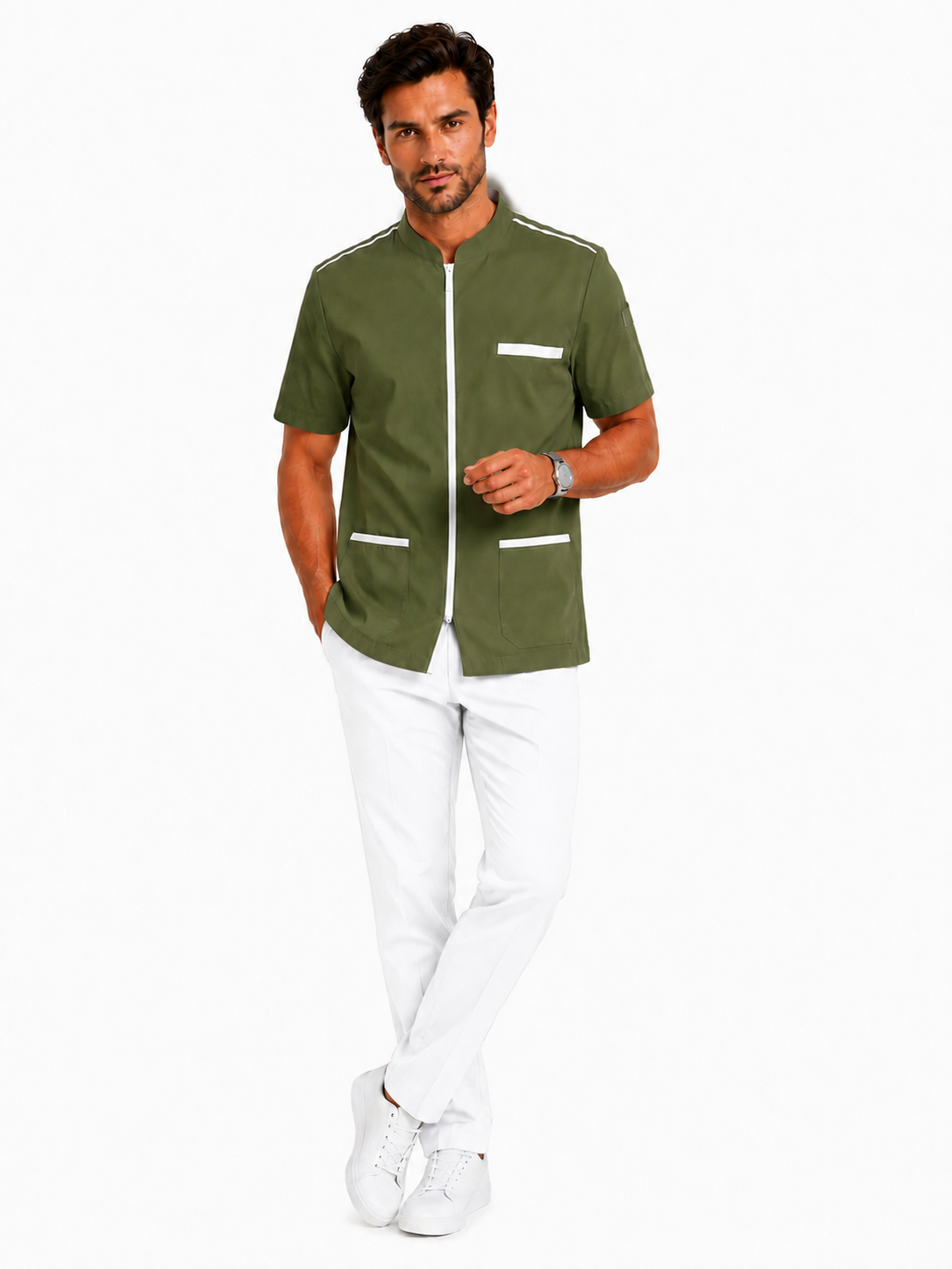 Blouse médicale homme avec fermeture zippée – 100% coton respirant
