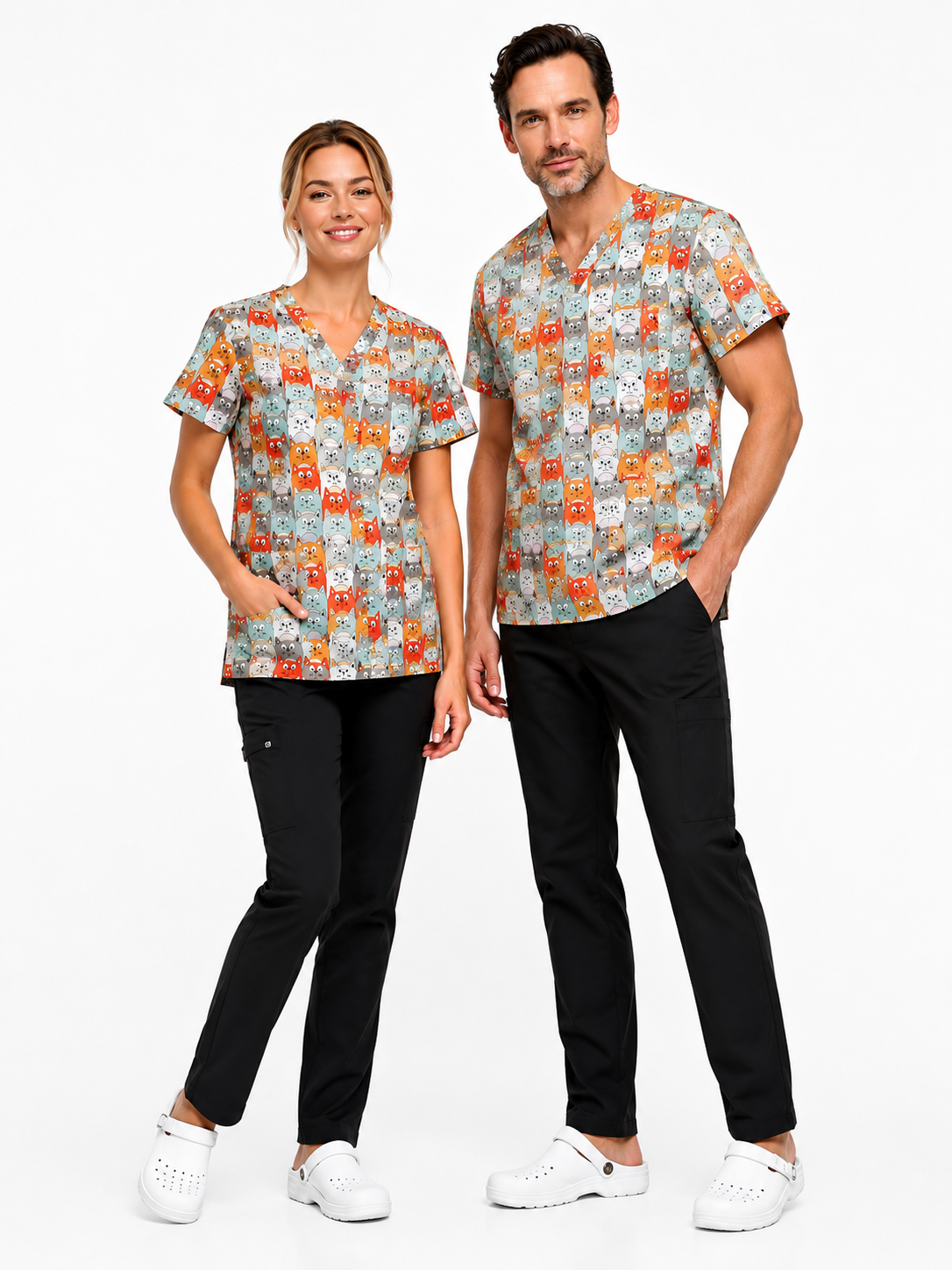 Tunique Médicale Mixte à Motifs – Blouse Professionnelle Femme & Homme