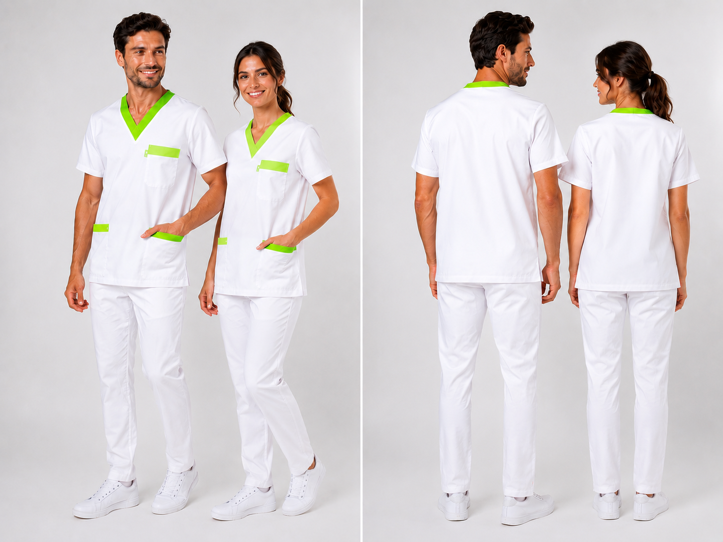 Uniforme Médicale Mixte Col V 100% Coton Respirant – Parements Colorés – Lavable à 95°C