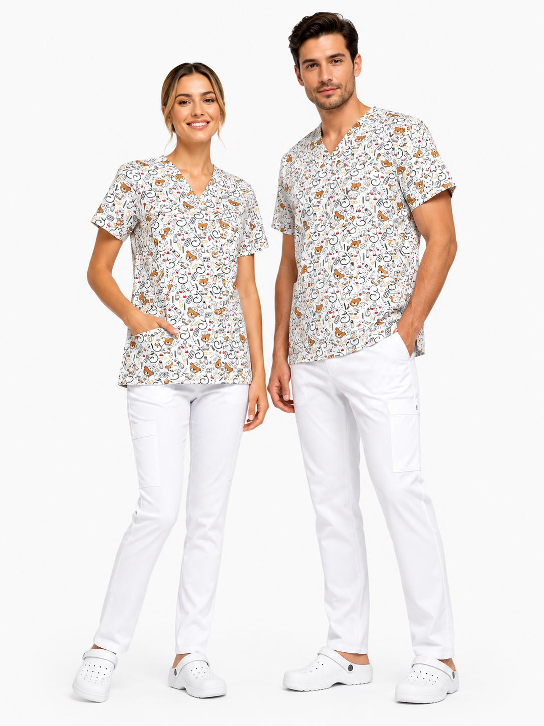 Tunique Médicale Mixte à Motifs – Blouse Professionnelle Femme & Homme