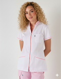 Women's scrub top with zip closure