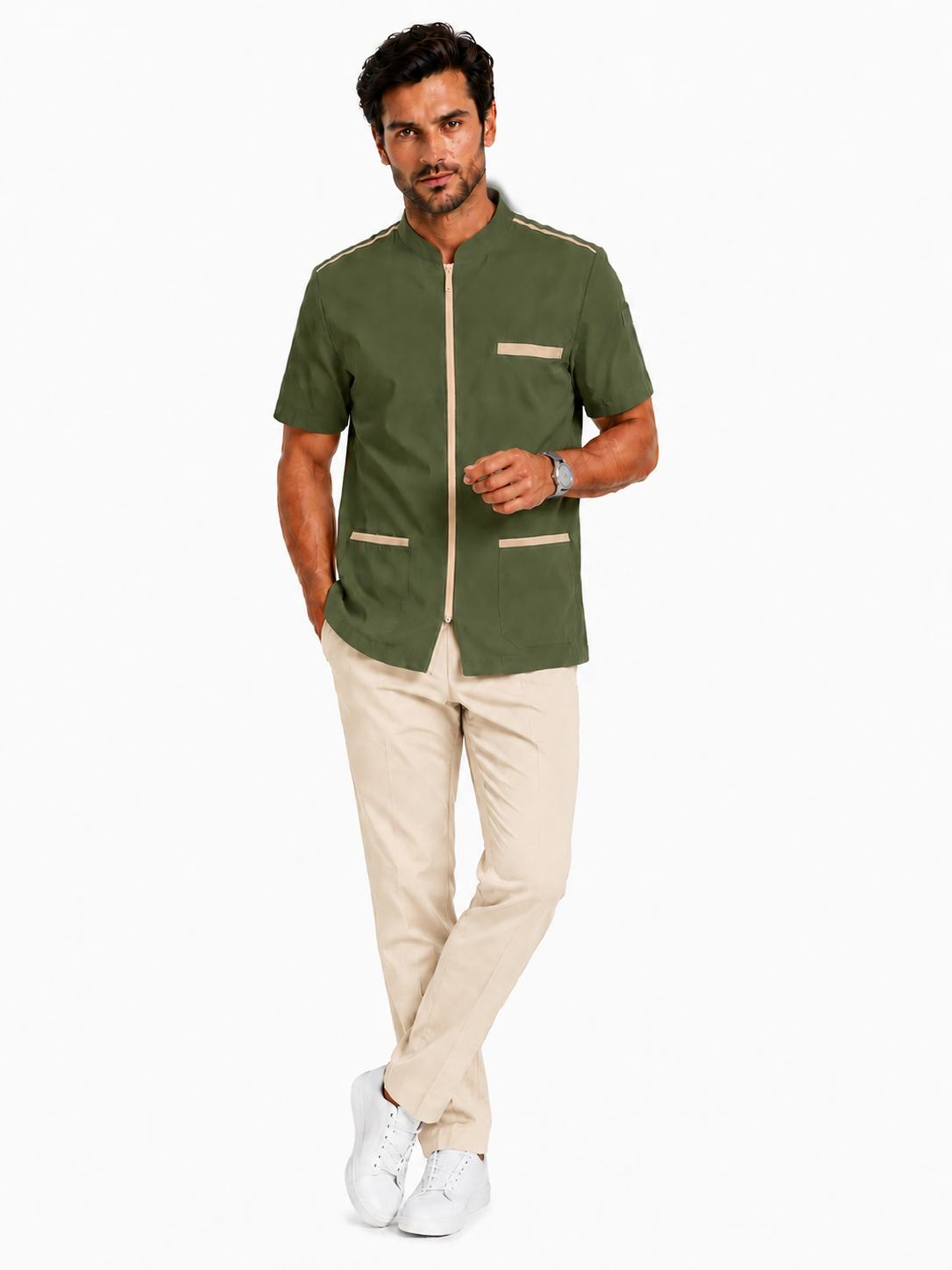 Blouse médicale homme avec fermeture zippée – 100% coton respirant