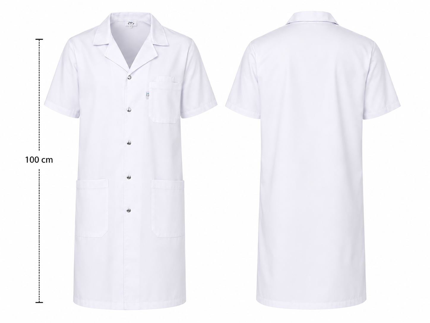Unisex long white medical lab coat for laboratory, school, pharmacy, and dentist