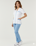 Women's V-neck scrub top with zip closure