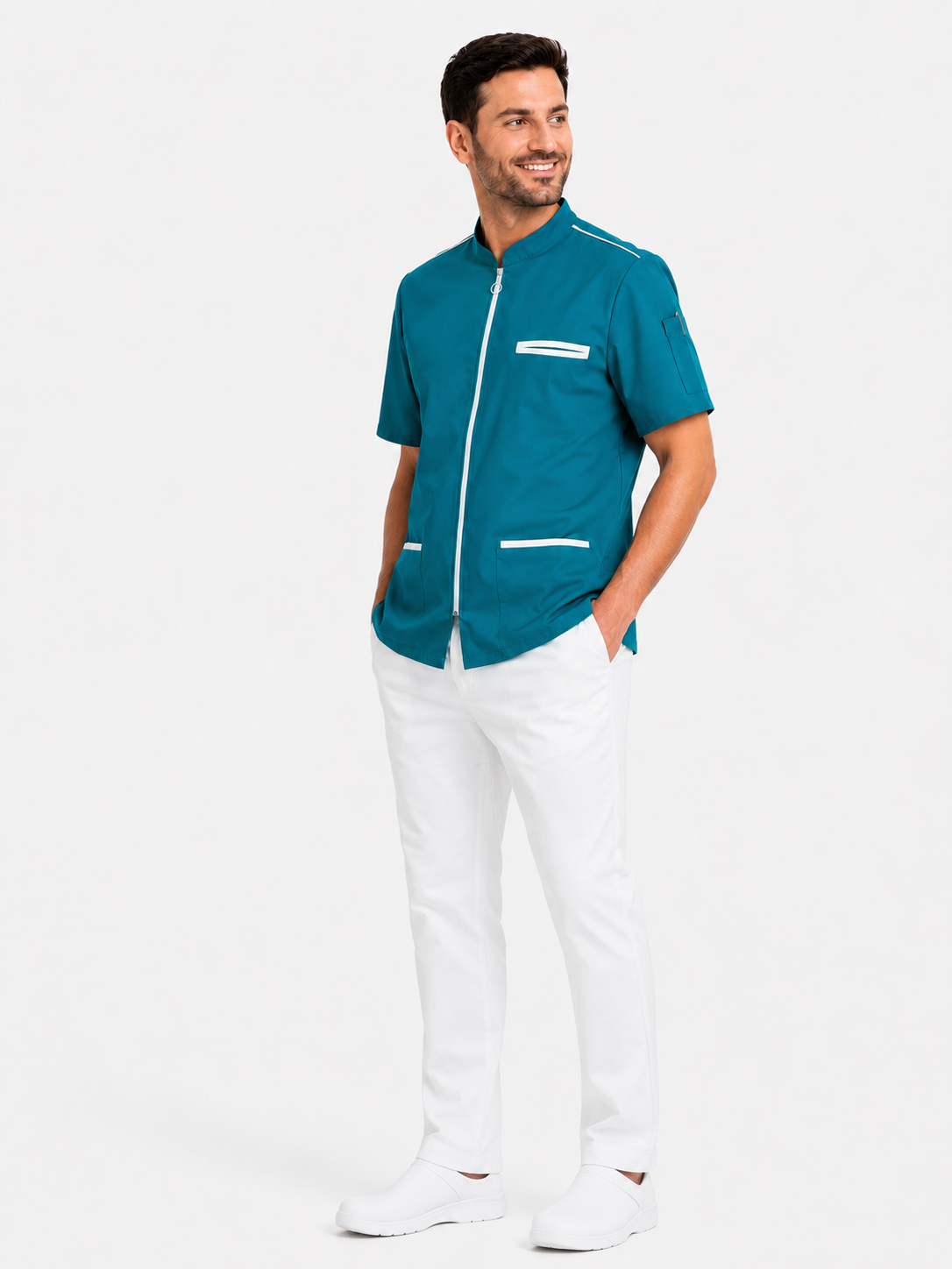 Blouse médicale homme avec fermeture zippée – 100% coton respirant
