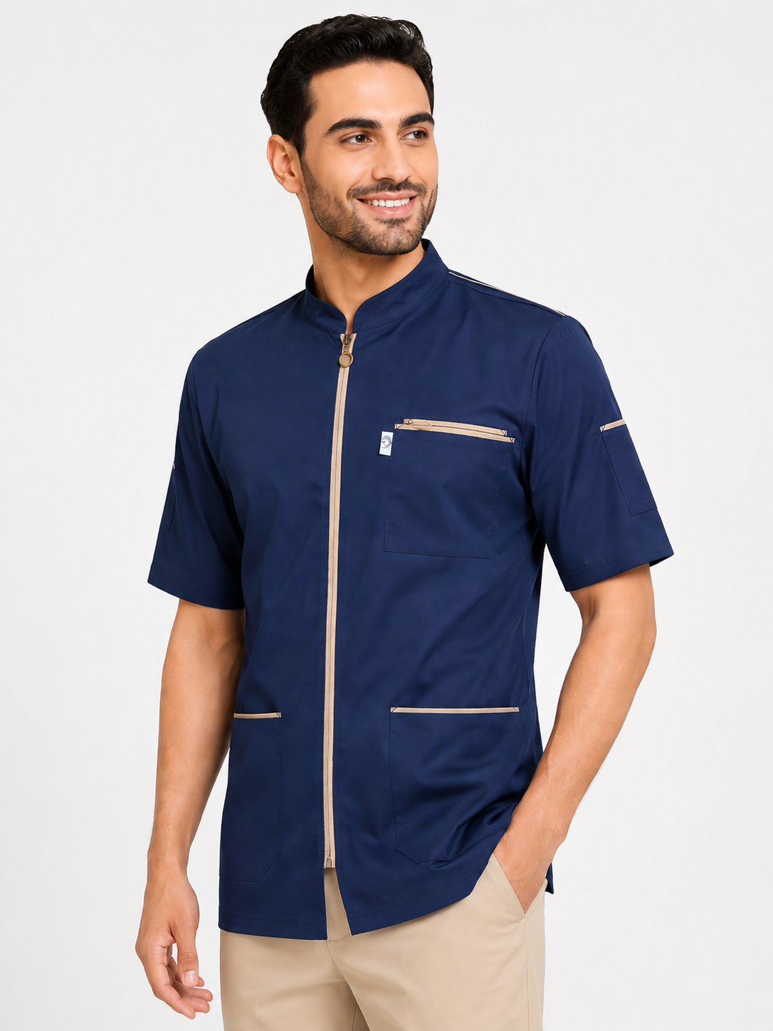 Blouse médicale homme avec fermeture zippée – 100% coton respirant