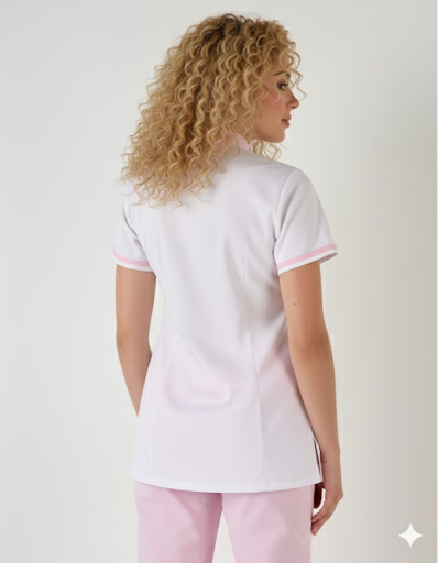 Women's scrub top with zip closure