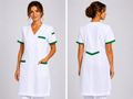 Blouse Médicale Femme Longue 100 cm – Col V, 5 Poches Fonctionnelles, 100% Coton, Usage Professionnel Santé