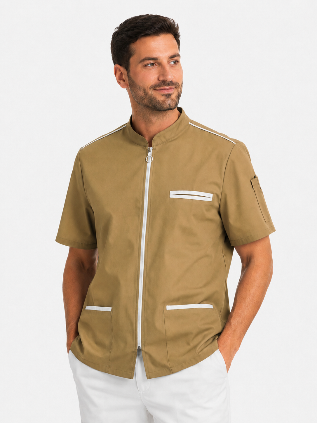 Blouse médicale homme avec fermeture zippée – 100% coton respirant
