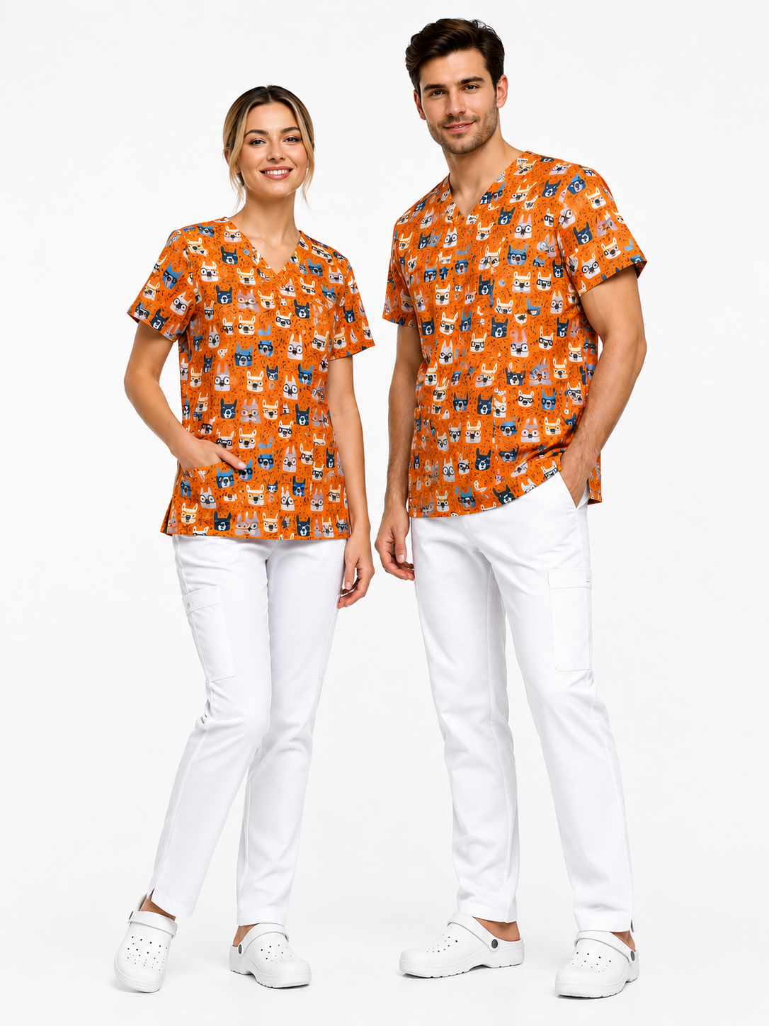 Tunique Médicale Mixte à Motifs – Blouse Professionnelle Femme & Homme