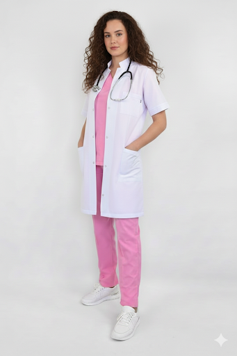 Unisex long white medical lab coat for laboratory, school, pharmacy, and dentist