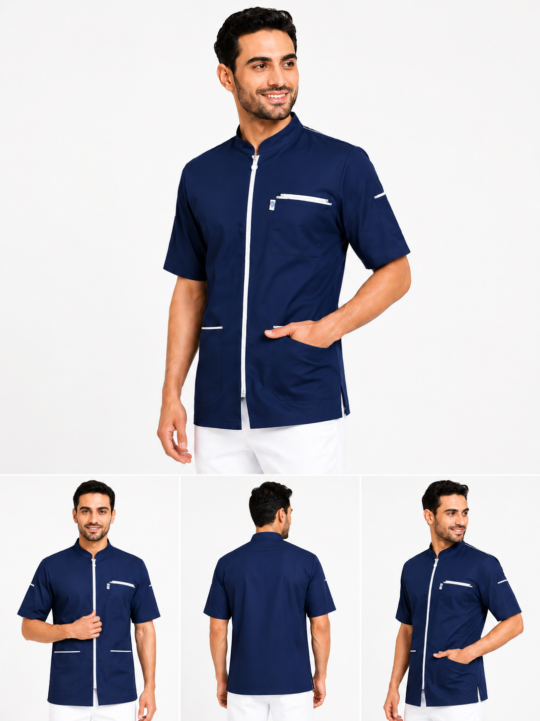 Blouse médicale homme avec fermeture zippée – 100% coton respirant