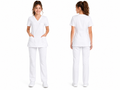 Tenue médicale femme blanche col V – Infirmière aide-soignante