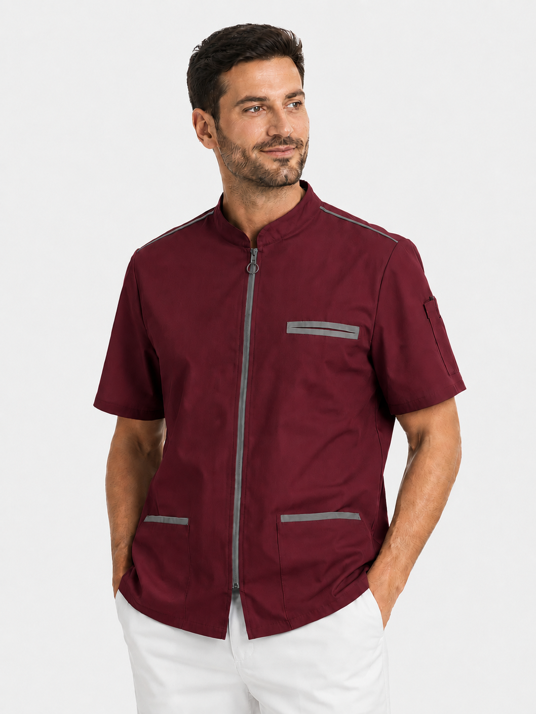 Blouse médicale homme avec fermeture zippée – 100% coton respirant